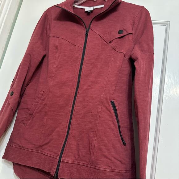 CABI Women's Burgundy Training Jacket, French Knit, Burgundy, Full Zip, Small - Picture 3 of 16